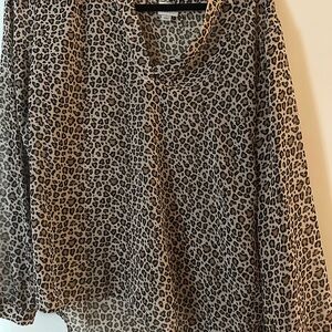 a new day Leopard Print V-Neck Blouse - Tan and Black